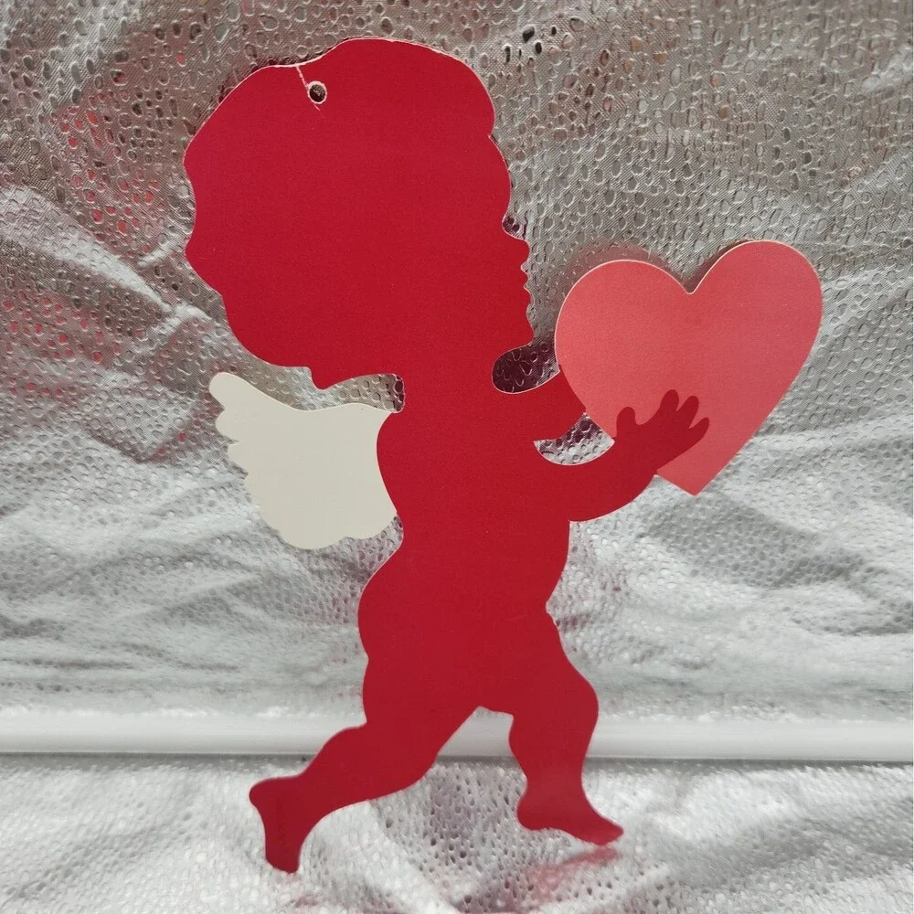Die Cut Cupid & Heart Valentines Wall Decoration Multicolor 70s VTG Love Cherub